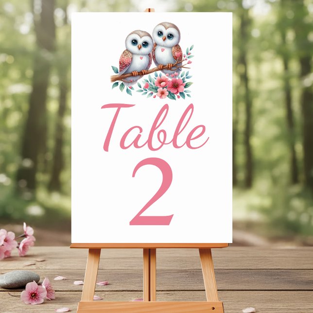 Numeração De Mesa Casamento Rústico Boho Floresta de Corujas (Criador carregado)
