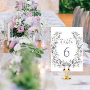 Numeração De Mesa Casamento rústico da coroa lavanda roxa