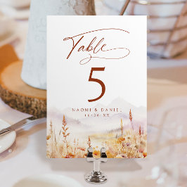 Numeração De Mesa Casamento Rústico de Montanha com Flor Silvestre e