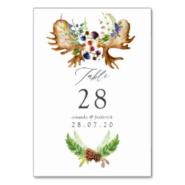 Numeração De Mesa Casamento Rústico em Aquarela na Floresta