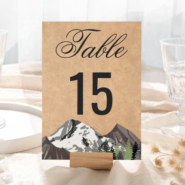 Numeração De Mesa Casamento Rústico Kraft na Floresta da Montanha (Criador carregado)