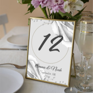 Numeração De Mesa Casamento Rústico Monograma de rosas Brancas Flore