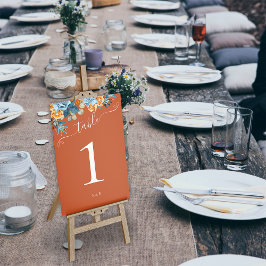 Numeração De Mesa Casamento Rústico Terracota Azul Marinho E Ferruge