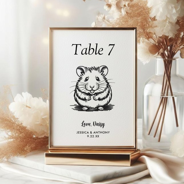 Numeração De Mesa Casamento Simples de Animais de Estimação em Preto (Criador carregado)