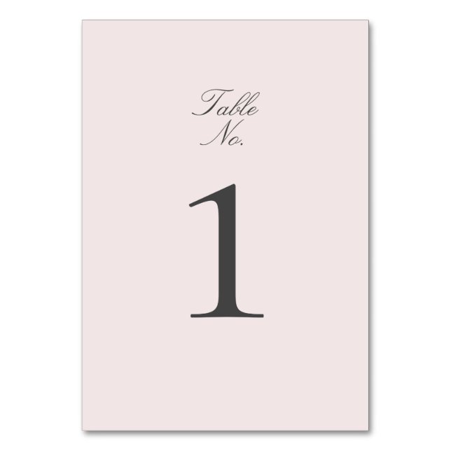 Numeração De Mesa Casamento Simples de Blush e Cinzas (Frente)