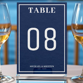Numeração De Mesa Casamento Simples de Borda Azul-Branca