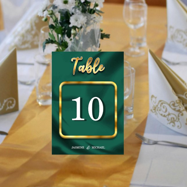 Numeração De Mesa Casamento simples de Emerald Green e Dourado de Sc (Criador carregado)