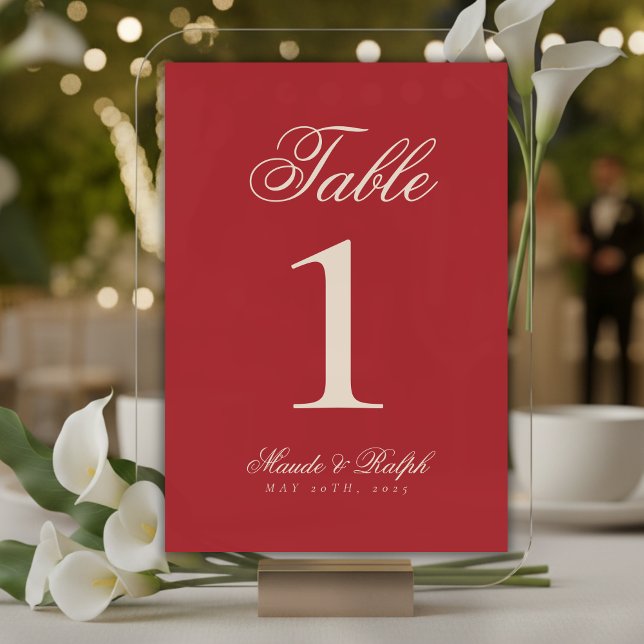 Numeração De Mesa Casamento Simples De Morango De Velho Dinheiro (Guide guests to their seats with sophistication using these Simple Modern Old Money Table Numbers!)
