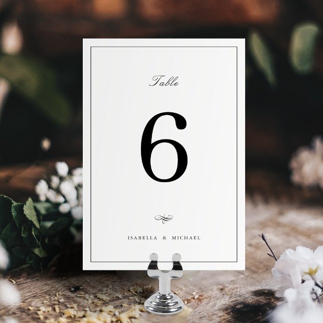 Numeração De Mesa Casamento Simples de Script de Elegância Clássica (Classic Elegance Script Simple Wedding Table Number)