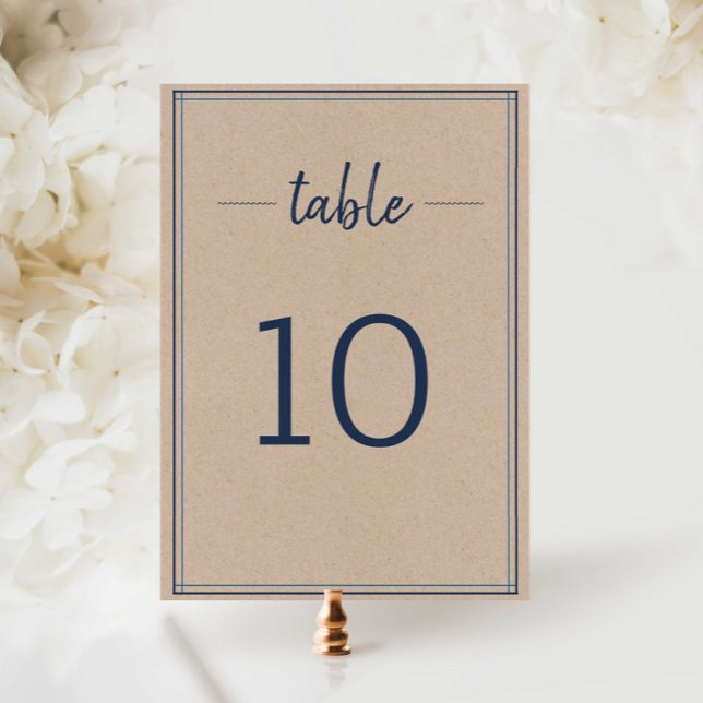 Numeração De Mesa Casamento simples do Kraft Marinho de fronteira (Criador carregado)