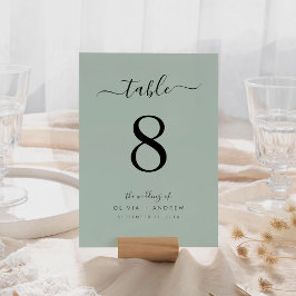 Numeração De Mesa Casamento simples e elegante de cores verdes clara