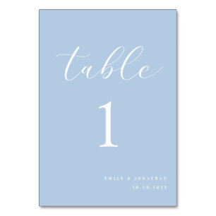 Numeração De Mesa Casamento Simples Elegante Azul Poeirento