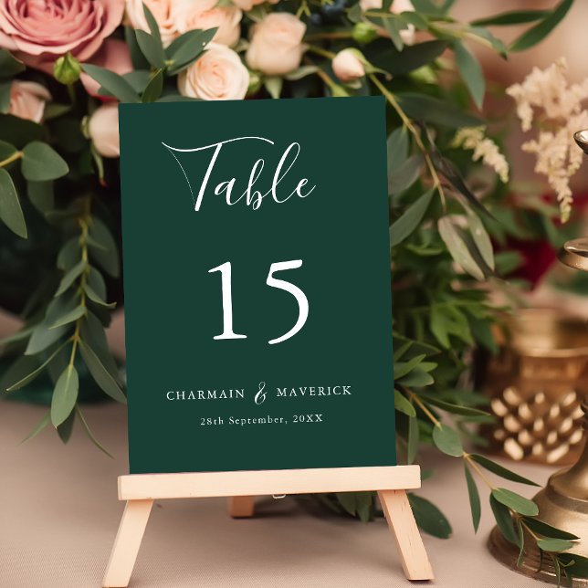 Numeração De Mesa Casamento Simples Elegante Esmeralda Verde (Criador carregado)