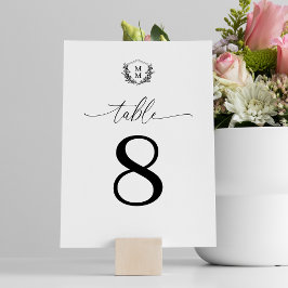 Numeração De Mesa Casamento Simples Elegante Floral Crest Monograma
