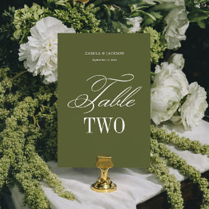 Numeração De Mesa Casamento Simples em Verde Oliva