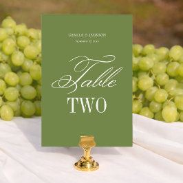 Numeração De Mesa Casamento Simples em Verde Oliva