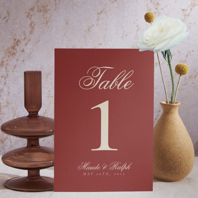 Numeração De Mesa Casamento Simples Moderno Dinheiro Antigo Vermelho (Guide guests to their seats with sophistication using these Old Money Bold Red Wedding Table Numbers)