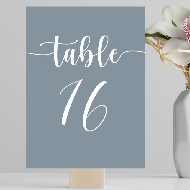 Numeração De Mesa Casamento Simples Moderno em Azul Poeirento (Criador carregado)