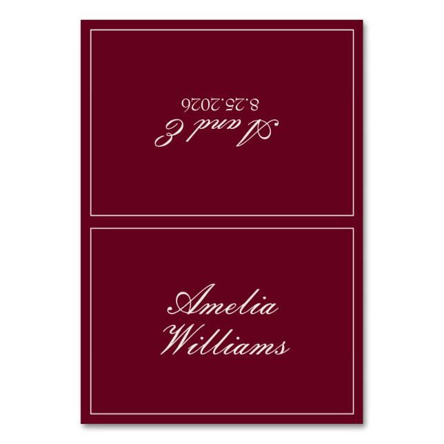 Numeração De Mesa Casamento sofisticado burgundy creme Antigo dinhei (Frente)