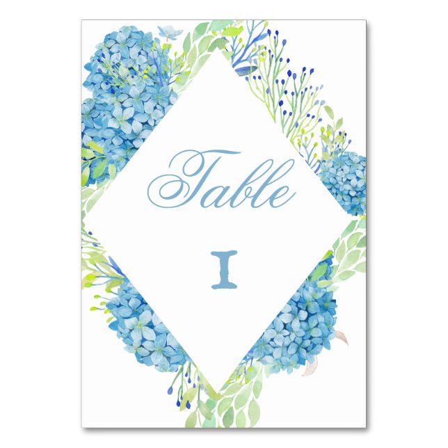 Numeração De Mesa Casamento Sofisticado Hortênsia Azul (Frente)