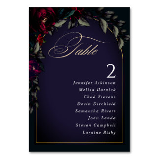 Numeração De Mesa Casamento sombrio gótico vermelho turquesa floral