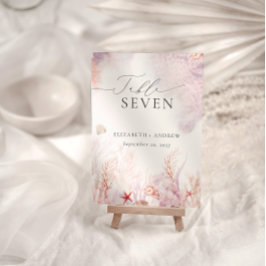 Numeração De Mesa Casamento Submarino de Chic Seashells Coral