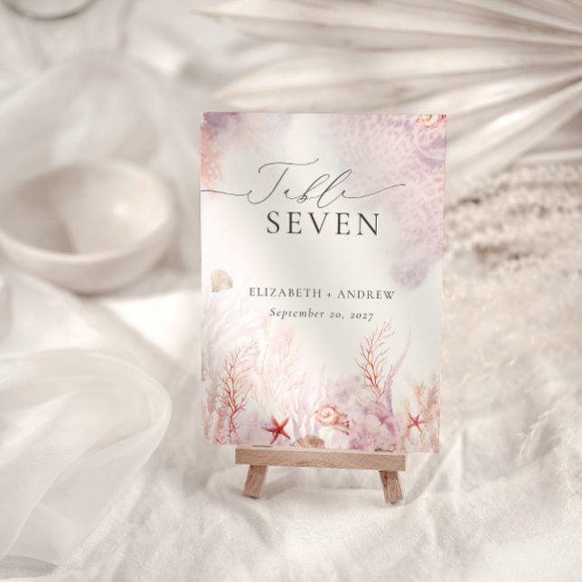 Numeração De Mesa Casamento Submarino de Chic Seashells Coral (Criador carregado)