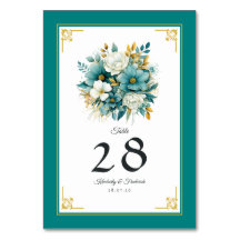 Casamento Teal e Dourado Floral