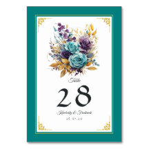 Casamento Teal, Roxo e Dourado Floral