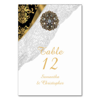 Numeração De Mesa Casamento tema damasco preto e dourado de rendas b