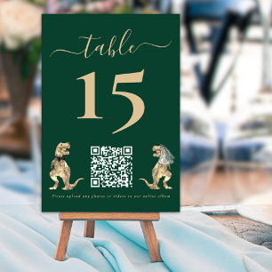 Numeração De Mesa Casamento Tema Dinossauro Código QR Verde