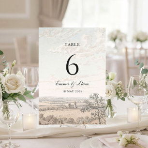 Numeração De Mesa Casamento Toile Vintage do Campo Francês