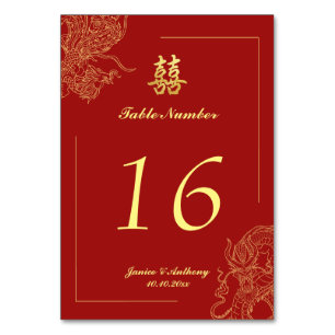 Numeração De Mesa Casamento Tradicional Chinês Vermelho Dragão Fênix
