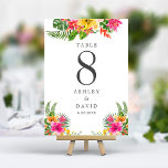 Numeração De Mesa Casamento Tropical de Praia Floral de Hibiscus<br><div class="desc">Número da Mesa de Casamento Floral de Praia Tropical de Hibiscus. Personalize facilmente este design personalizado com os seus próprios detalhes de casamento.</div>