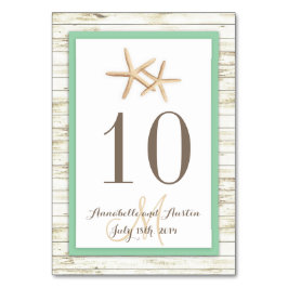 Numeração De Mesa Casamento Tropical de Starfish Whitewash Wood Beac