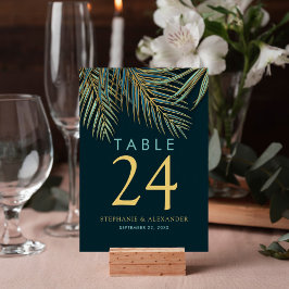 Numeração De Mesa Casamento Tropical Dourado de Palma de Praia Moder