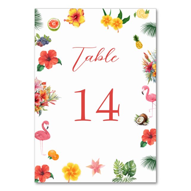 Numeração De Mesa Casamento Tropical Flamingle De Brincadeira Colori (Frente)