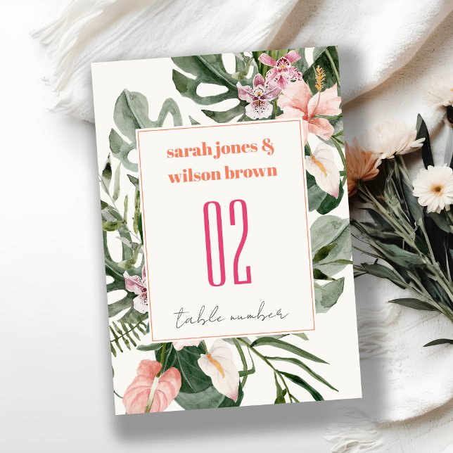 Numeração De Mesa Casamento Tropical Floral Tropical de Blush Boho E (Criador carregado)