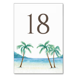 Numeração De Mesa Casamento Tropical Praia de Árvores de Palma de Wa