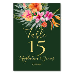 Numeração De Mesa Casamento Tropical Tropical Rosa e Laranja Colorid