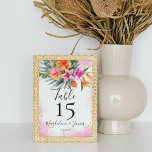 Numeração De Mesa Casamento Tropical Tropical Rosa e Laranja Colorid<br><div class="desc">A design de casamento tropical é perfeita para casais que planejam um casamento de verão, praia ou destino tropical. As cartas apresentam um belo e vibrante design de aquarela com flores tropicais em tons de rosa e laranja, lembrando um lindo paraíso ilha. O cartão é acentuado com elementos falsos de...</div>