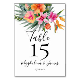 Numeração De Mesa Casamento Tropical Tropical Rosa e Laranja Colorid