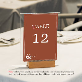 Numeração De Mesa Casamento Único De Terracotta Com Nomes E