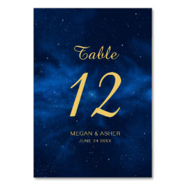 Numeração De Mesa Casamento Universo Dourado Azul Celestial