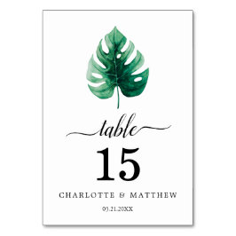 Numeração De Mesa Casamento Verde Botânico Simples De Aquarela Tropi