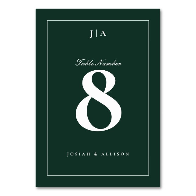 Numeração De Mesa Casamento Verde Clássico (Frente)
