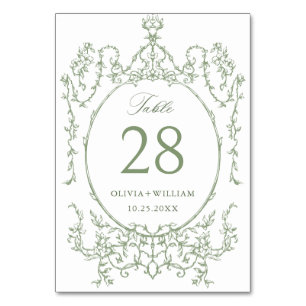 Numeração De Mesa Casamento Verde da Ornamentado Vitoriana Grace Flo