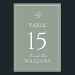 Numeração De Mesa Casamento Verde da Sage Moderna do Monograma Elega<br><div class="desc">Guie seus hóspedes para seus assentos com estilo usando nossos cartões de Número da Tabela de Casamento Verde do Elegante Monograma Modern Script Modern. Essas cartas lindamente projetadas apresentam uma luxuosa paleta verde e branca, perfeita para adicionar um toque de sofisticação a qualquer caso formal. O refinado roteiro de caligrafia...</div>
