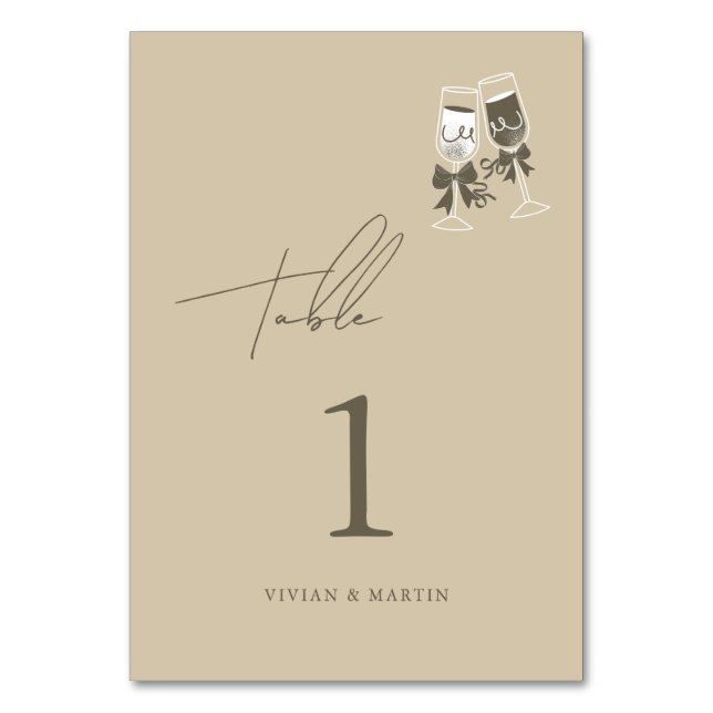 Numeração De Mesa Casamento Verde de Areia Elegante (Frente)