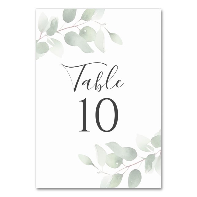 Numeração De Mesa Casamento Verde de Eucalipto Elegante  (Frente)